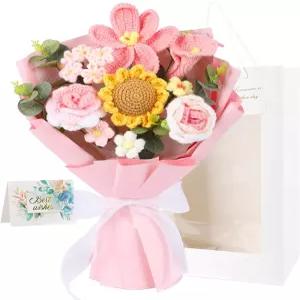 뜨개질 부케 수제 꽃 튤립 해바라기 장미 발렌타인 데이 스승의 날 기념 생일 파티 어머니의 졸업 선물