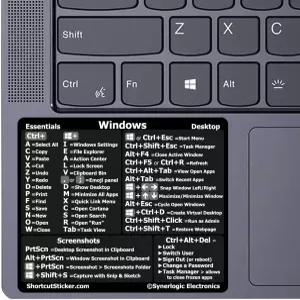 Synerlogic Windows PC 참조 키보드 바로가기 스티커 노트북 또는 데스크탑용 비닐 적층 윈도우 치트 시트