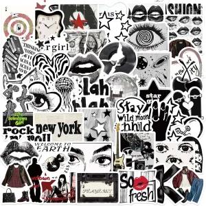 50pcs 에스테틱 다운타운 소녀 스티커 팩 물병용 쿨 트렌디 Y2K 청소년용 방수 노트북 스케이트보드 파티