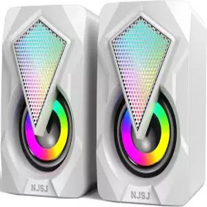 데스크톱용 NJSJ 컴퓨터 스피커 USB 구동 스테레오 2.0 PC 노트북 모니터용 휴대용 소형 3.5mm 보조 입력