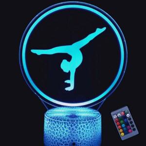 YTDZLTD 3D 체조 야간 조명 16가지 색상 변경 USB 전원 리모컨 터치 스위치 장식 램프 착시 LED 테이블 책상