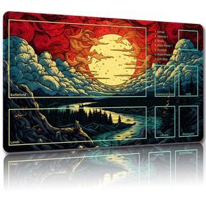 MALQIQI MTG용 플레이매트, 무료 보관 가방 매직 게임 보드 35.6CM(24 (존 및 61 X 9) 14인치), 카드용 TCG 매트 포함,