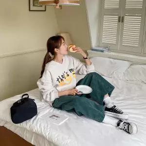 [옷자락] 여성용 일상 코튼 골덴 밴딩 팬츠 바지 모직