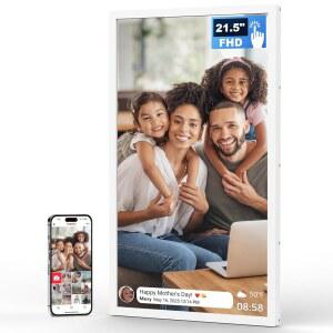 ARKTRONIC FRAMEO 21.5인치 대형 디지털 포토 /MIRCO 지원, 공유, /비디오 액자 통한 장착 SD 터치스크린, USB 앱을 화이트 FHD IPS 가능, 1920X1080 프레임, 32GB, 이메일, WI-FI 사진