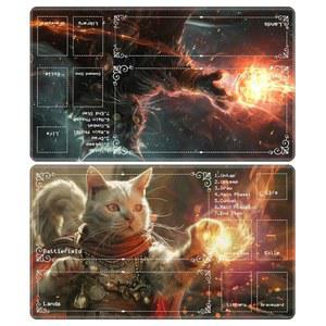 MTG용 플레이매트 존(2팩), 카드 게임 매트 MTG 캣 매트, X 플레이 게임용 35.6CM(24 61 고무 미끄럼 방지 기타 매직 및 베이스 TCG 14인치) 스티치,