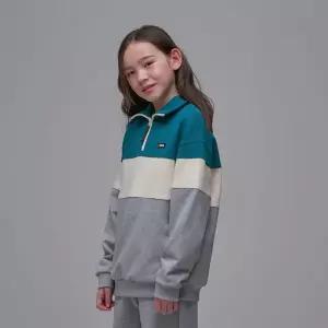 내셔널지오그래픽 키즈 K241USW930 컬러블럭 반집업 맨투맨 DGREEN 511262