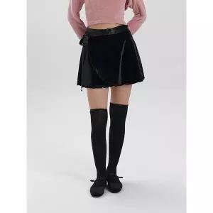 카인더베이비 [단독] velvet rap skirt black 3318466
