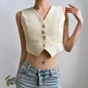 EAMT 여자 빈티지 정장 봄가을 싱글 숏크롭 베스트 조끼 나시 EUNG3