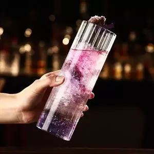 플리츠 유리컵 2p세트 560ml 주스컵 잔 물컵 WCDB6BB