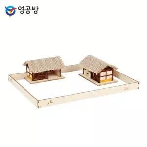 오너클랜 영공방 미니 대문채와 헛간세트 YM585) 목재모형 조립키트 모형완구 방학숙제