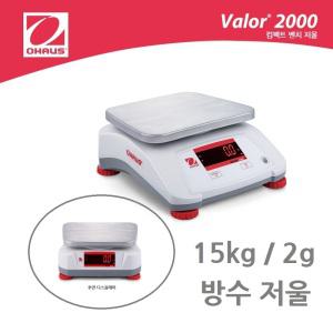 방수저울 15kg/2g  양면 적색 LED 표시창 충전겸용 아답터포함 V22PW15T 주방저울 수산시장 정육포장 반찬가게 떡집 짐판 242x190mm 오하우스