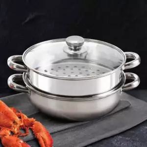 [골드스마일]28cm 스텐 2단 전골 내열 가정용 인덕션 찜기 냄비