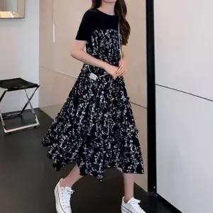 오너클랜 여성 플라워패턴 반팔 원피스 바캉스룩 휴양지룩 원피스 여성원피스 반팔원피스