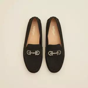 페라가모 패세라FERRAGAMO 간치니 여성 드라이빙슈즈 ODILIA NERO 0757935 D 발볼 D)