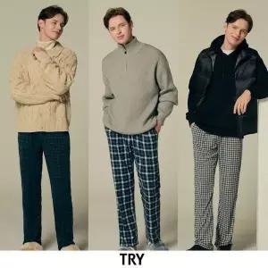 트라이 3종 세트 TRY 남성 파자마 9부 남자잠옷바지 홈웨어 실내복