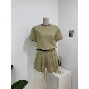 씨샵인더룸 브리치 신상 아인 베이직 벨트 밴딩 반팔 점프슈트 2color C