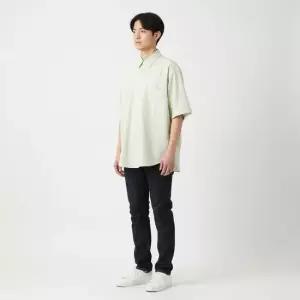 오라리 워싱 핀크스 트윌 빅 하프 슬리브 남성 셔츠 A25SS03TN LIGHT GREEN