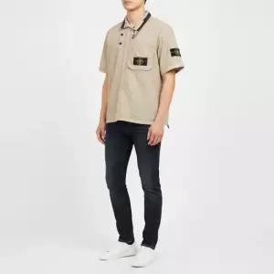 스톤아일랜드 와펜로고 나일론 파나마 TC 반팔 남성 셔츠 K1S151200028 S0069 V0094