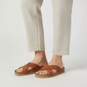 드래곤디퓨전 26SS 엑스 밴드 코르크 풋베드여성 샌들 5109 TAN BLACK EDGES