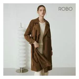 로보 온플 25FW 스웨이드 더블플랩 롱 트렌치코트