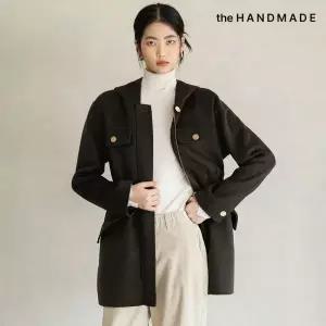 더핸드메이드 최초가 129000원 후드 핸드메이드 울 집업 하프 코트 55-88