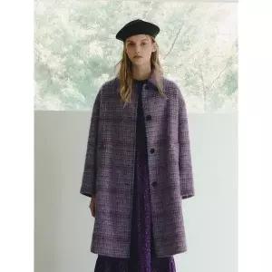 써스데이아일랜드 배색 핀코드 체크 코트T238MCT249W