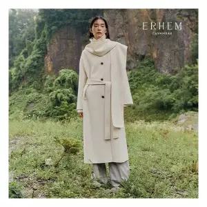 에르헴 25FW 캐시미어 100 핸드메이드 후드 숄 코트 1종