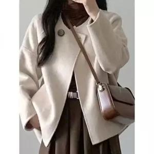 예쎄 오픈타입 원버튼 오버핏 모직 숏코트S4FCT4