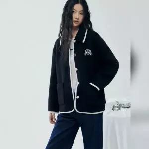 주크 정가 399,000원 알파카 블렌디드 니트 배색 하프 자켓 코트 Z254MSG714