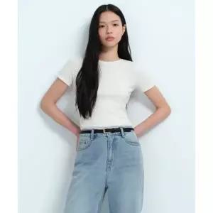 MUSINSA STANDARD WOMAN 우먼즈 리브드 슬림 핏 티셔츠 크림 MWJTS5Z04-CR 958910