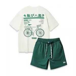 ALVINCLO SET 바이시클 오버핏 반팔티 스트링 포인트 우븐 반바지 셋업 AST4723_PAN2546 958847