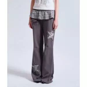 PRENDA CHECKED FRILL SKIRT CUT-OFF BOOTS CUT PANTS CHARCOAL PRTVSUPT16WC5 959401