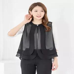 [모슬린]엄마옷 조끼 쉬폰 원버튼 603FGH227 마담중년여성빅사이즈50대60대