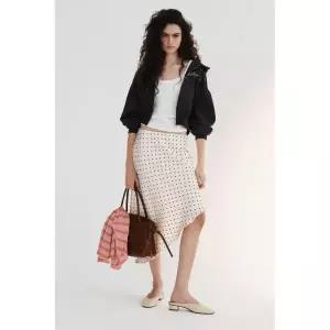 ZARA 도트 패턴 새틴 언밸런스 스커트 - 크림 / 블랙