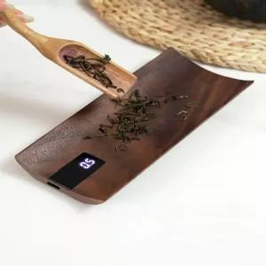 찻잎 저울 차 단위 0.1g 휴대용 충전용 원목 전자 미세 월넛 홍차 접시 정밀 무게