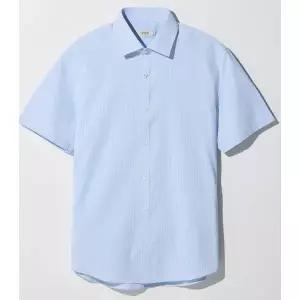 [STCO]뽀송 쿨맥스 스트라이프 반팔 셔츠 블루 슬림핏 SDSWB11STL_P419756330