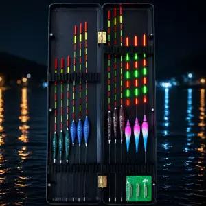 스마트 낚시 민물 전자 수제 내림 올림 중층 찌 케이스 12개세트 저부력 고부력 대물 LED 나노 붕어 찌 통