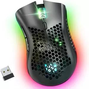WolfLawS KM-1 게이밍 마우스 허니콤 쉘이 있는 무선 컴퓨터 USB 프로그래밍 버튼 6개 조절 가능한 DPI 3개