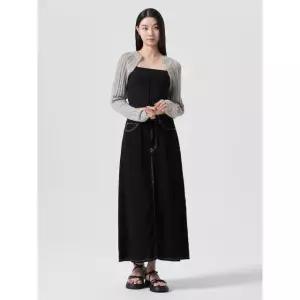 에잇세컨즈 주름지 롱스커트 블랙 324727LP85 675423