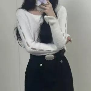 앙고라 사이드 암 포인트 크롭 긴팔 니트 3color rOy9+9Jmb