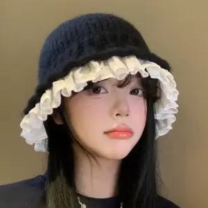 [룽스_62]러블리 라인 포인트 여성스러운 니트 벙거지 모자