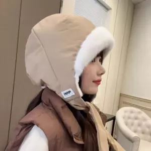 바라클라바스트랩 모자 겨울 털 후드 심플 귀여운