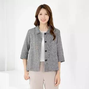 엄마옷 모슬린 엄마옷 자켓 린넨 카라 7부 체크 604HJK292 중년여성/50대/60대/70대/빅사이즈/할머니옷/마