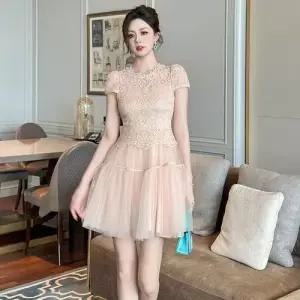 마킷4 여성 원피스 망사 여름 레이스원피스 보송보송 레이스 볼륨 JEN2