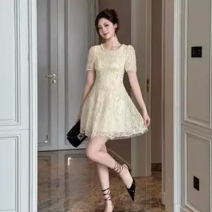 마킷4 여친 원피스 여름 레이스원피스 라운드 레이스 A라인 프렌치 큐빅 스팽글 JEN2