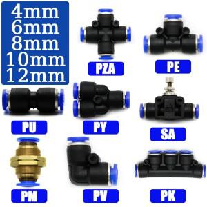 공기 공압 피팅 PU PV PY PE PM PZA PK SA 4mm 6mm 8mm 10mm 플라스틱 호스 퀵 커플 링 파이프 커넥터