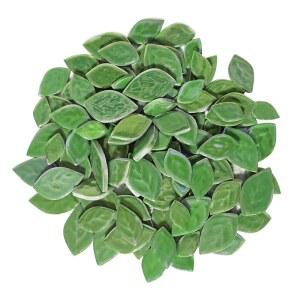 1.1LB 랜덤 이리데센트 잎 세라믹 모자이크 타일, DIY 공예, 화분, 꽃병, 컵, 정원 장식 제작 용품(녹색)을 위한 창의적인 3 사이즈 조각 만들기