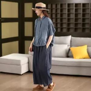EAMT 여사친 면 캐주얼 빈티지 하계 반팔 스트라이프 셔츠 칼라 카디건 EUNG2