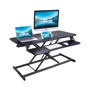 ROCELCO 109 2CM 43인치 높이 조절 가능한 스탠드업 데스크 라이저 노트북 블랙 컨버터 VADRB 마우스용 있는 오피스 43 슬롯이 컴퓨터 워크스테이션 테이블 키보드 스탠딩 태블릿 트레이