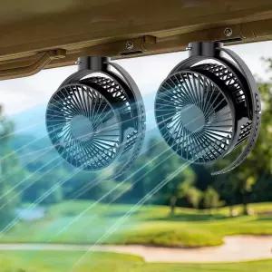 2-Pack Magnetic Golf Cart Fan with Heavy-Duty Strap, 12000mAH Battery Operated Portable Fan with 3 S